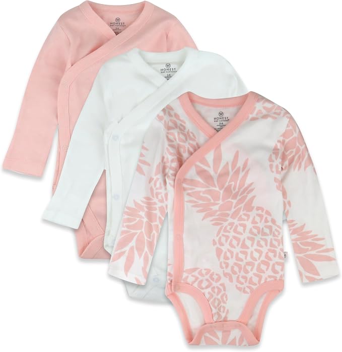 HonestBaby Baby 3-pack Long Sleeve Side-snap Kimono Bodysuits Organic Cotton by HonestBaby