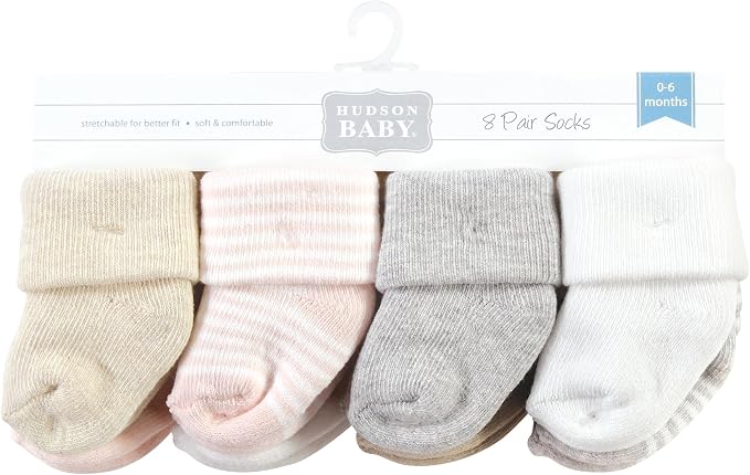 Hudson Baby Baby 8-pack Cotton Rich Newborn and Terry Socks - Image 2