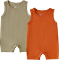 DEFAHN Viscose made from Bamboo Baby Boy Sleeveless Romper 2 Pack Infant Solid by DEFAHN