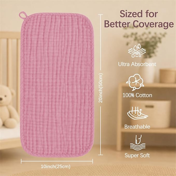 Ease Cubs 12 Pack Muslin Burp Cloths Large 100% Cotton Hand Washcloths - Image 4