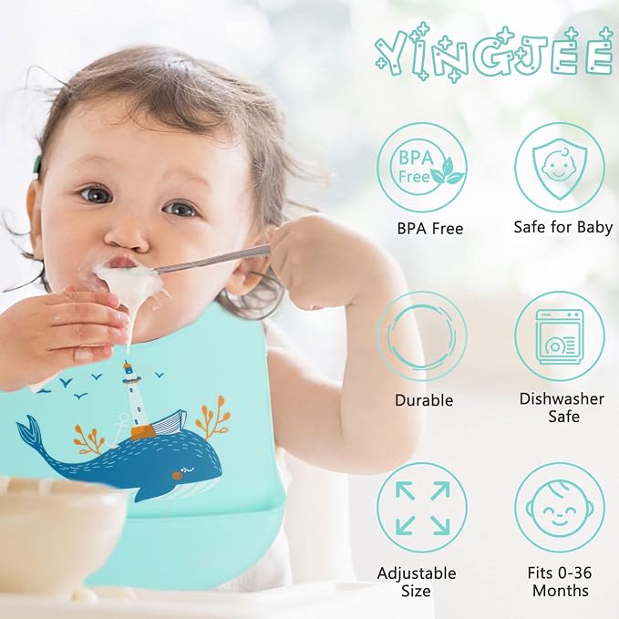 Baby Silicone Feeding Bibs - Image 2