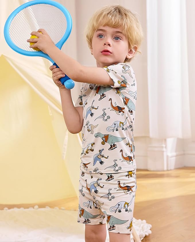 babee Reshinee Bamboo Viscose Toddler Boys Pajamas Set, Short Sleeve Kids - Image 4