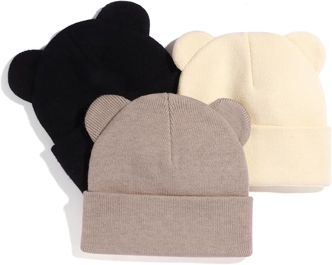 Baby Winter Beanie Hat, Kids Cute Bear Ears Soft Knit Beanie by Weradau