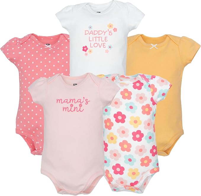 Hudson Baby Infant Girls Cotton Bodysuits 5-Pack by HudsonBaby