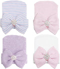 Newborn Baby Girl Hats with Bow No Scratch Cotton Toddler Infant Hat Beanie by AQOKKA