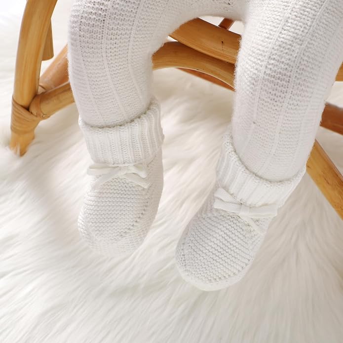 Baby Booties 100% Cotton Knitted Newborn First Cozy Warm Crib Shoes - Image 5