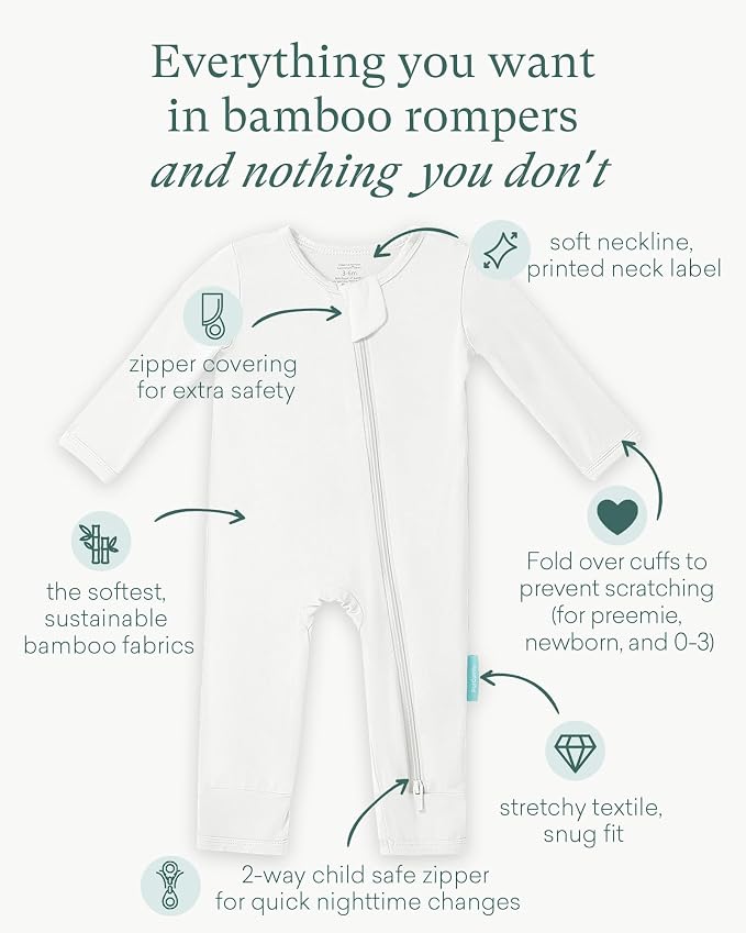 PurComfy Bamboo Viscose Baby Romper, Long Sleeve Pajmas - Image 2
