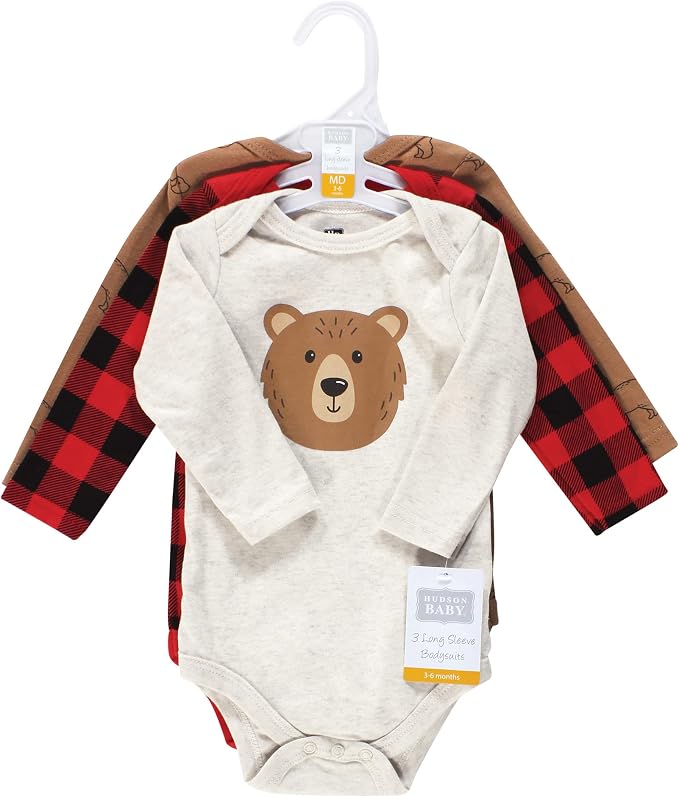 Hudson Baby baby-boys Cotton Long-sleeve Bodysuits 3-pack - Image 2