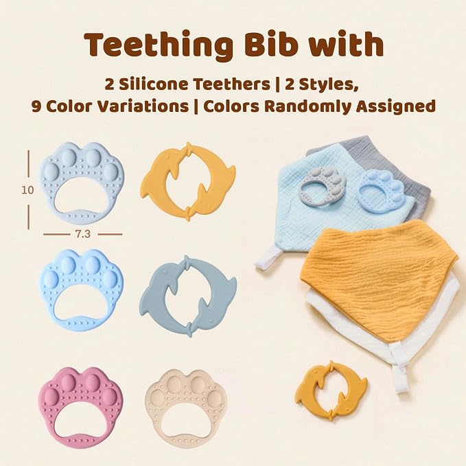8-Pack Muslin Baby Bibs for Drooling and Teething | Soft& Absorbent, 100% Cotton - Image 5