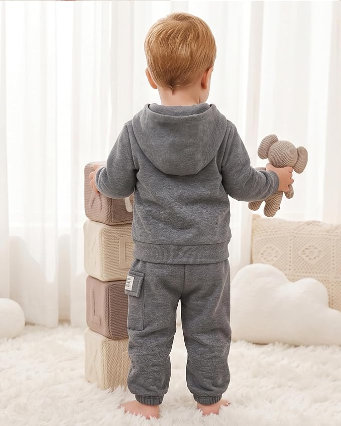 Toddler Baby Boy Clothes Long Sleeve Hoodie Sweatshirt Solid Sweatsuit Jogger - Image 4