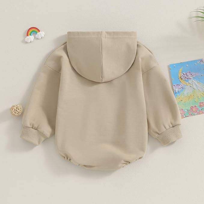 Thorn Tree Newborn Baby Boys Hooded Sweatshirt Long Sleeve Solid Romper Infant - Image 3
