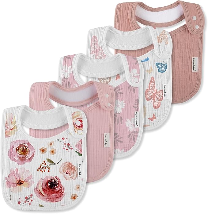 Muslin Baby Bibs for Drooling and Teething, Bibs for Boys Girls | Soft Cotton by EgmaoBaby