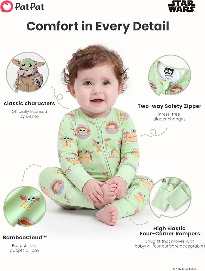 Disney Baby Viscose Made from Bamboo 2-Way Zipper Footie Outfit NB to Inf - Image 6