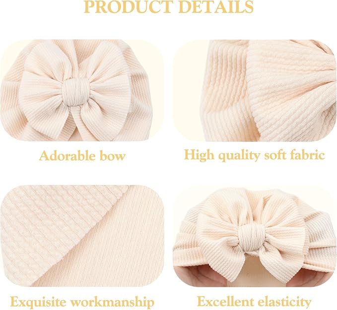 Cinaci 4 Pieces Baby Girls Turban Hats - Image 3