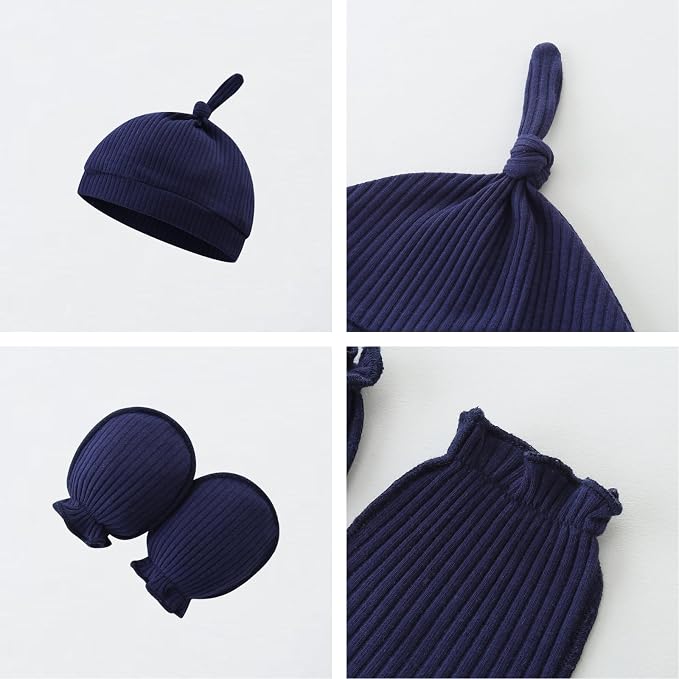 Baby Romper with Baby Mittens & Newborn Hats Footless Long Sleeve - Image 3