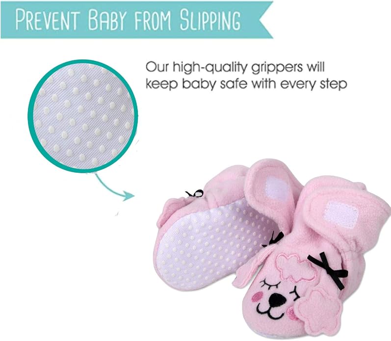 Cozy Fleece Baby Booties- Sherpa Baby Crib Booties Soft Soled Winter Shoes - Image 4