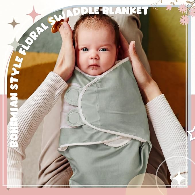 CroBlissful 4 Pack Boho Floral Baby Swaddles - Image 5