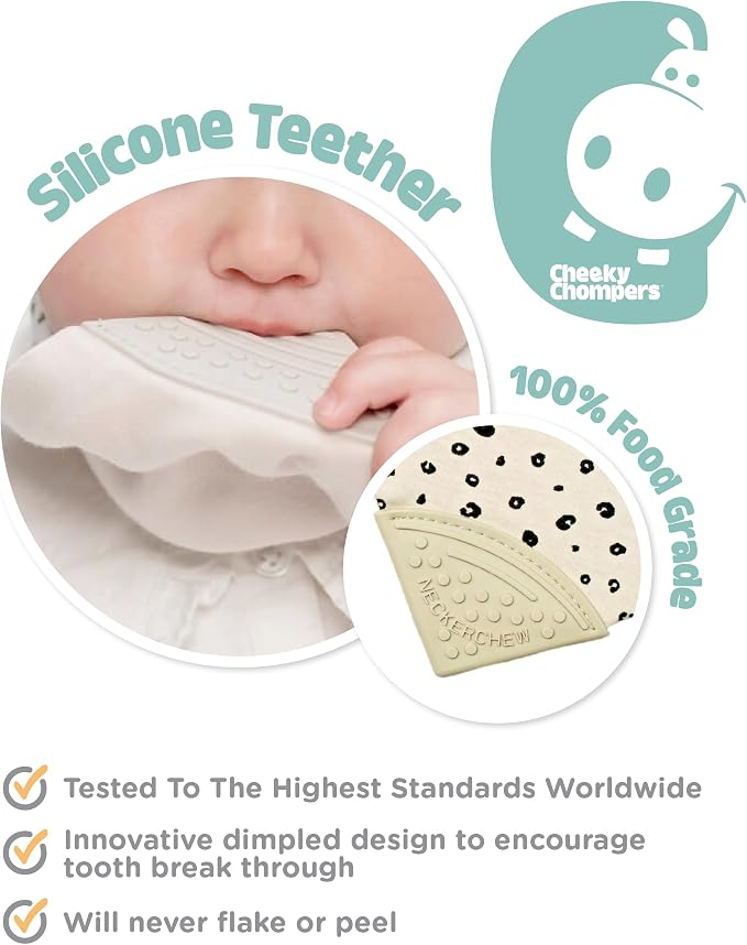 Cheeky Chompers Neckerchew Teething Bib, 2-in-1 Bandana Style Bib w/Food Grade - Image 4