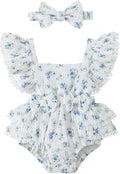 Baby Girl Summer Clothes Infant Girls Romper Dress | Ruffle Sleeve, Cotton Linen by Megeoly