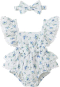 Baby Girl Summer Clothes Infant Girls Romper Dress | Ruffle Sleeve, Cotton Linen by Megeoly