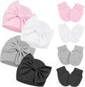 Newborn Baby Girl Hats and Mittens Set, Hospital Hat, Bow Beanie Infant Gift by CenturyStar