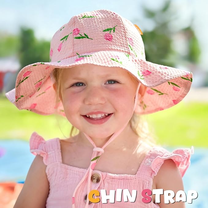 HONGTEYA Baby Sun Hat Wide Brim Adjustable Toddler Beach Bucket Hat | Soft - Image 4