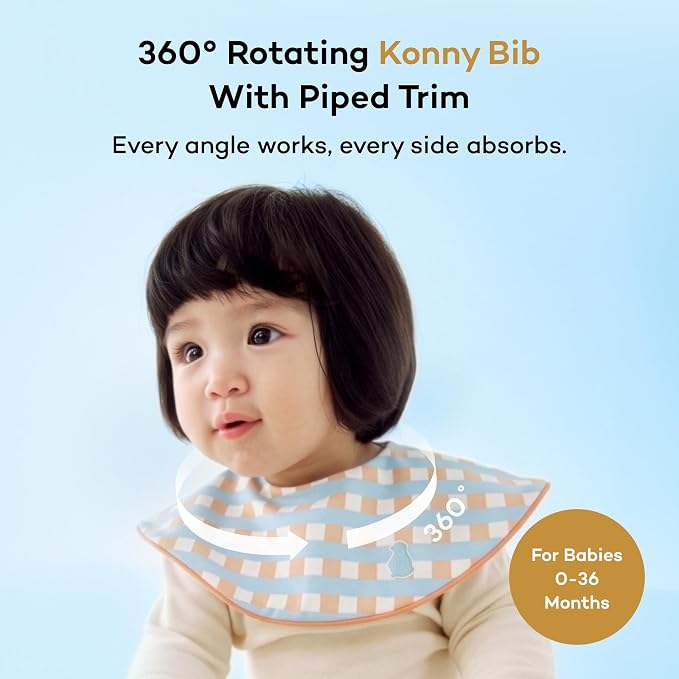 Konny Baby Bib 3/5/7-Pack Set, 360 ​​° Rotate, Soft and Absorbent Drooling - Image 2