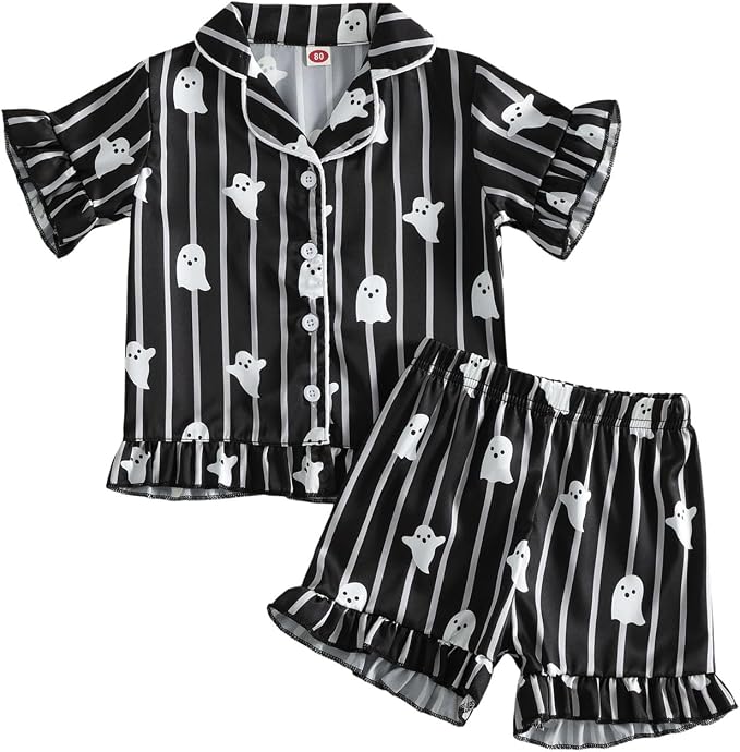Kuriozud Toddler Baby Girl Pajamas Set Summer Floral Short Sleeve Button Down by Kuriozud