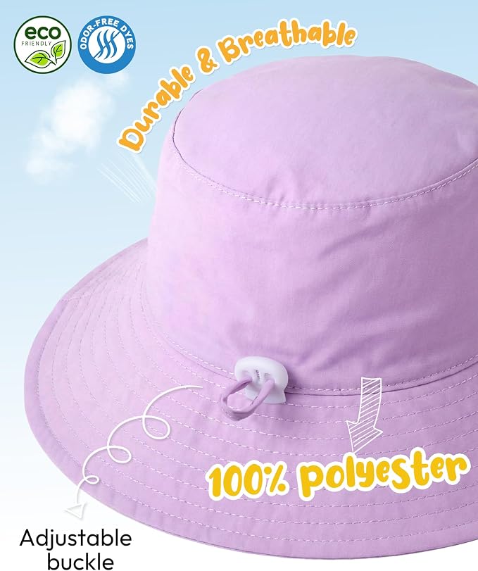 Baby Sun Hat Kids Summer Sun Protection Toddler Bucket Hat Wide Brim Adjustable - Image 2