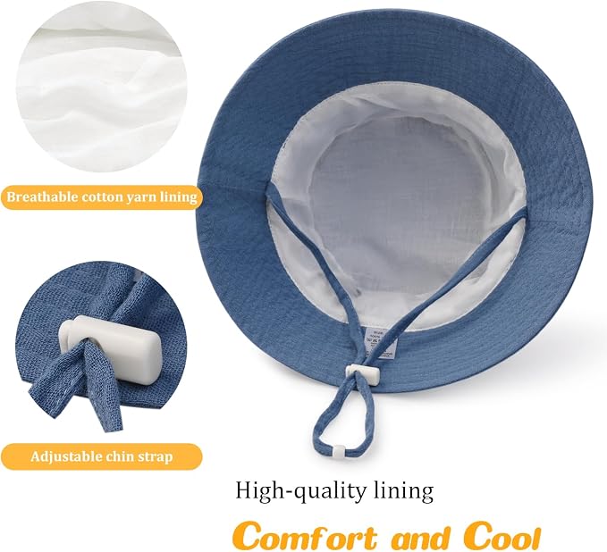 Baby Sun Hat Infant Toddler Summer Cotton Yarn Bucket Hat - Image 5
