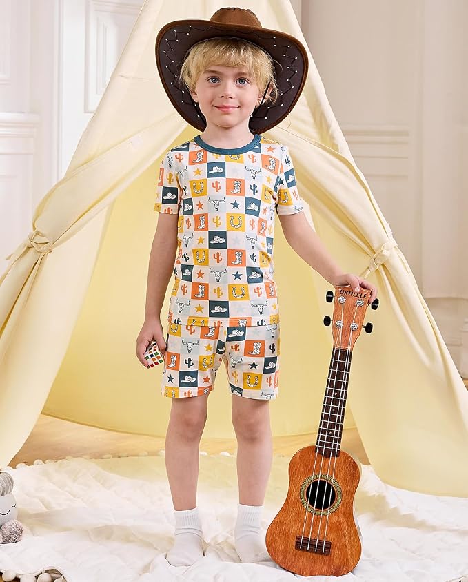 babee Reshinee Bamboo Viscose Toddler Boys Pajamas Set, Short Sleeve Kids - Image 4