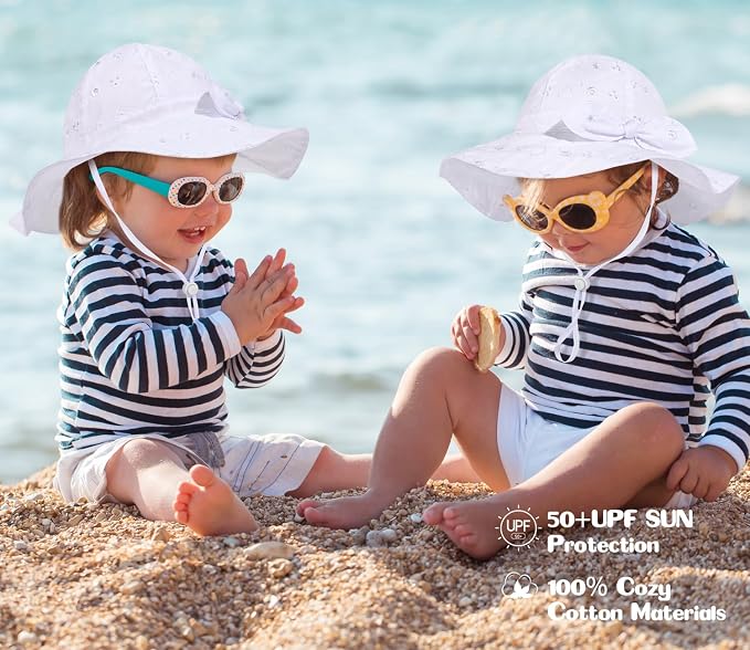 Baby Girl Sun Hat with UPF 50+ Outdoor Adjustable Beach Hat with Wide Brim - Image 4