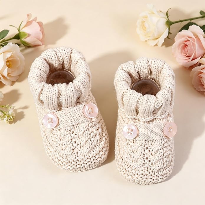 Newborn Baby Boy Girl Knit Booties Soft Sole Non-Slip First Walking Shoes | - Image 3