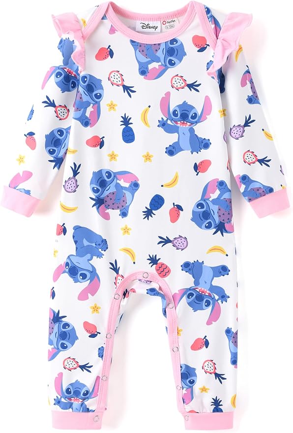 Disney Stitch Princess Minnie Winnie Marvel Baby Girls Ruffle Long Sleeve by Disney