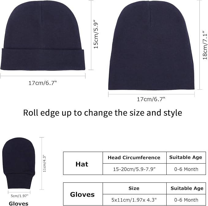 Newborn Baby Hats and Mittens Set Infant Beanie Cap Toddler Gloves Newborn - Image 2