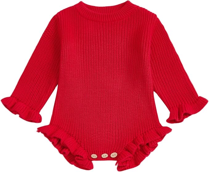 Mubineo Baby Girl Fall Winter Clothes Basic Plain Cute Sweater Romper Outfit by Mubineo