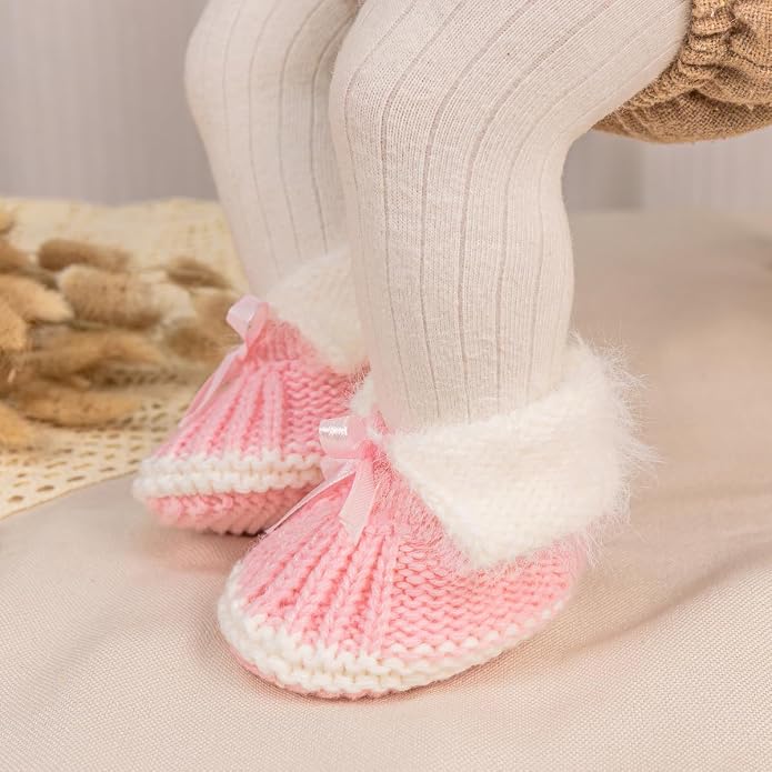 Meckior Baby Booties Newborn First Walkers Cozy Shoes Warm Hand Crochet Knit - Image 3
