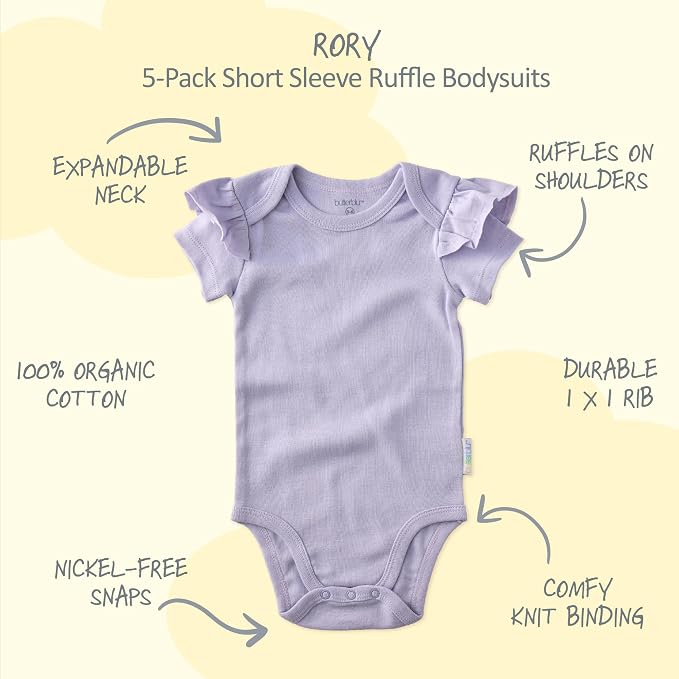 Butterblu Rory 10-Pack Short Sleeve Ruffle Bodysuits 100% Cotton | GOTS - Image 2