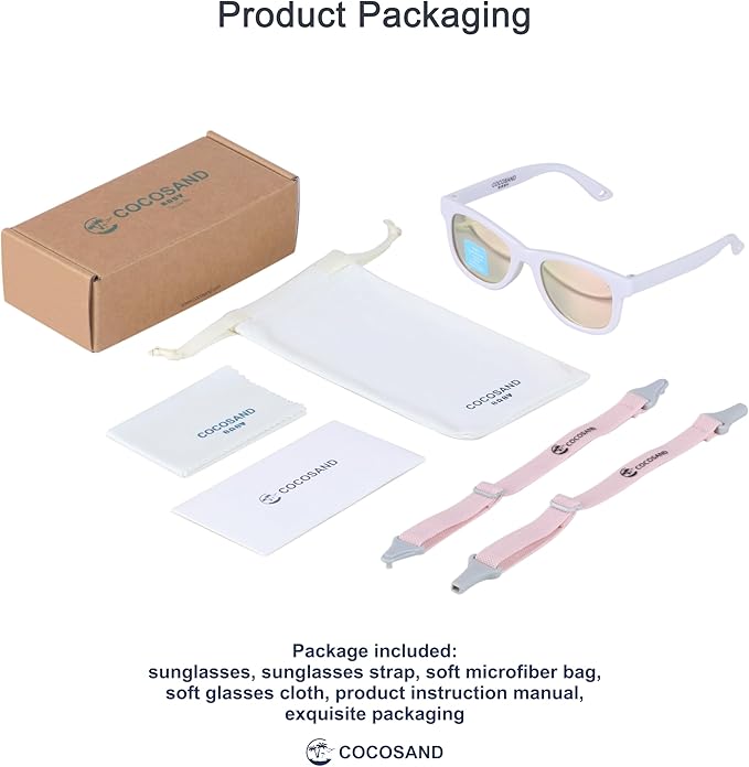 COCOSAND Flexible Baby Sunglasses with Strap Polarized UV Protection for Toddler Infant Newborn Boy Girl Age 0-24 Months