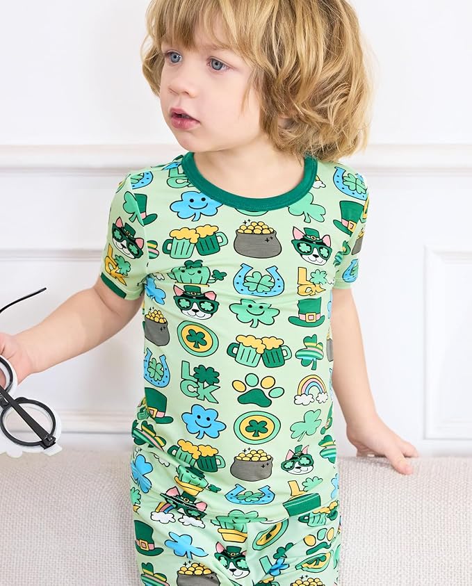 babee Reshinee Bamboo Viscose Toddler Boys Pajamas Set, Short Sleeve Kids - Image 2