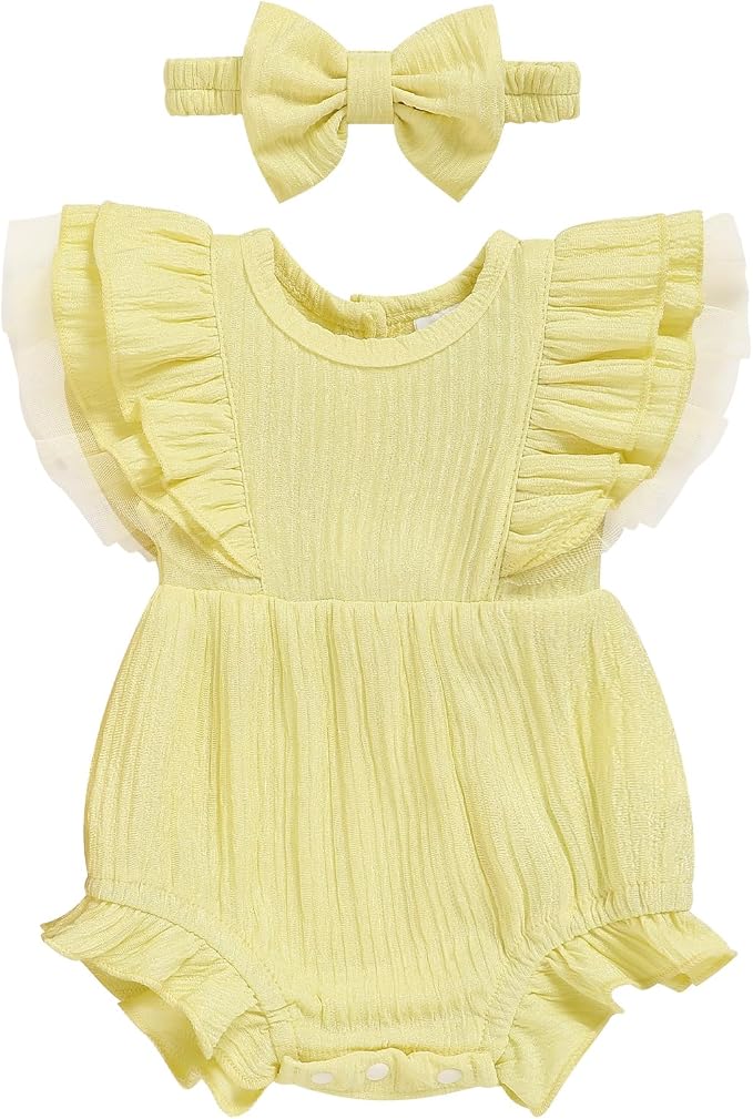 TITKKOP Ruffle Bubble Romper for Baby Girl | One-Piece Shorts Jumpsuit | Summer by TITKKOP
