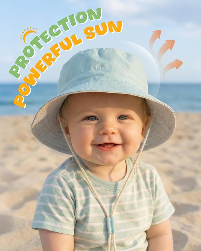 Baby Sun Hat for Toddler Kids Bamboo Rayon Bucket Hat Summer Beach Sun - Image 2
