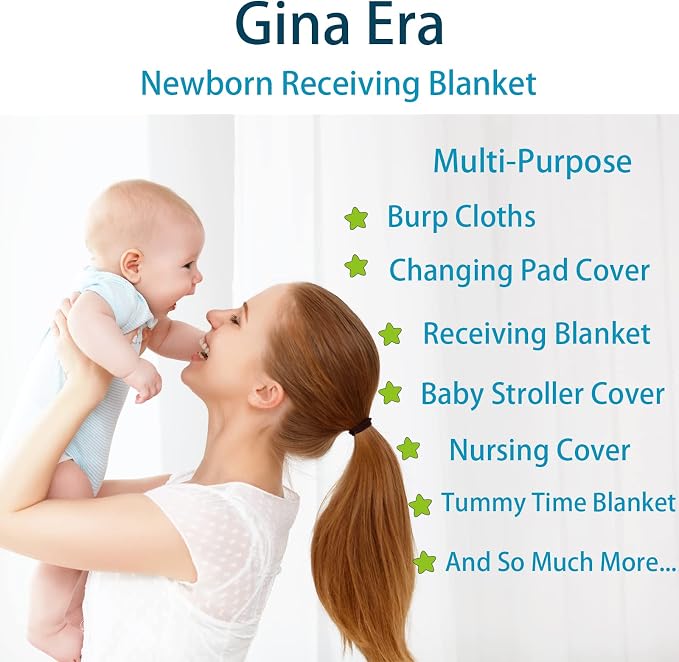 Gina Era Cotton Flannel Receiving Blankets Baby 8 Pcs, Baby Swaddle Blankets - Image 4