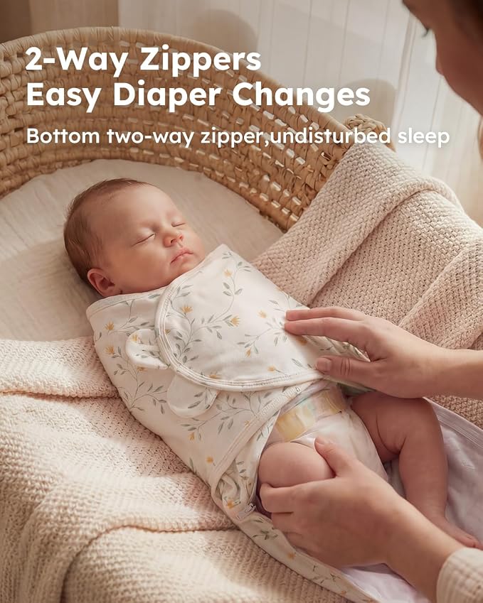 Yoofoss Baby Swaddles for Newborns 100% Organic Cotton, 0-3 Months 2 Zippers - Image 4