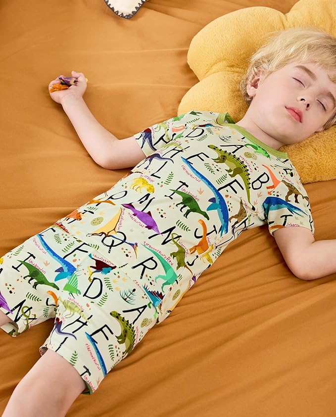 babee Reshinee Bamboo Viscose Toddler Boys Pajamas Set, Short Sleeve Kids - Image 7