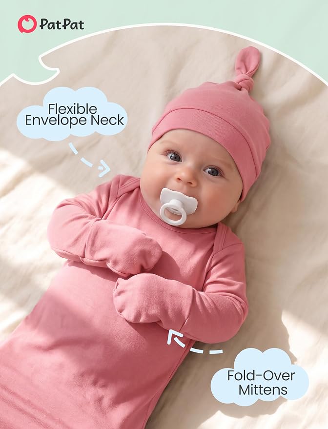 PATPAT Baby Sleeper Gown with Hat - Image 3