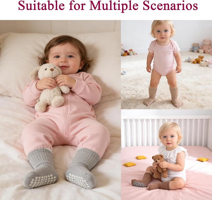 8 Pairs Baby Toddler Socks Non-Slip Grip Socks - Image 5