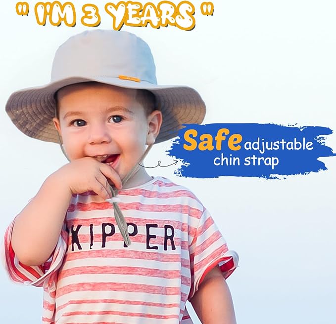 Baby Sun Hat Kids Summer Sun Protection Toddler Bucket Hat Wide Brim Adjustable - Image 3