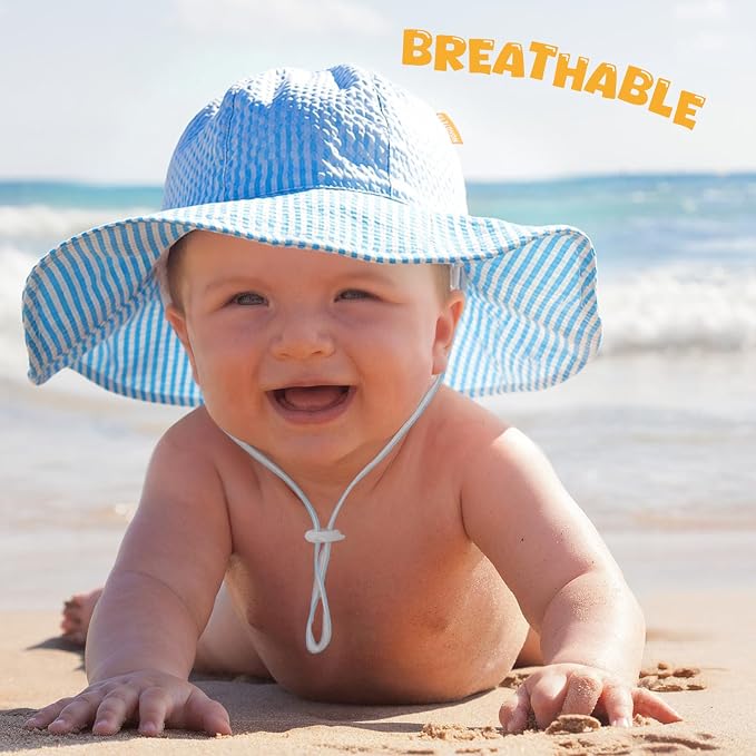 HONGTEYA Baby Sun Hat Wide Brim Adjustable Toddler Beach Bucket Hat | Soft - Image 2
