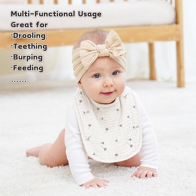 Susurration Muslin Baby Drool Bibs 6Pack Soft Square Adjustable Baby Bandana - Image 4